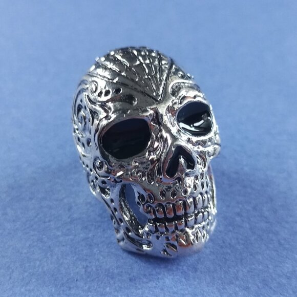 💀🌹 Calavera Day of the Dead Gothic Skull Ring – Size 10/7 - Picture 1 of 4